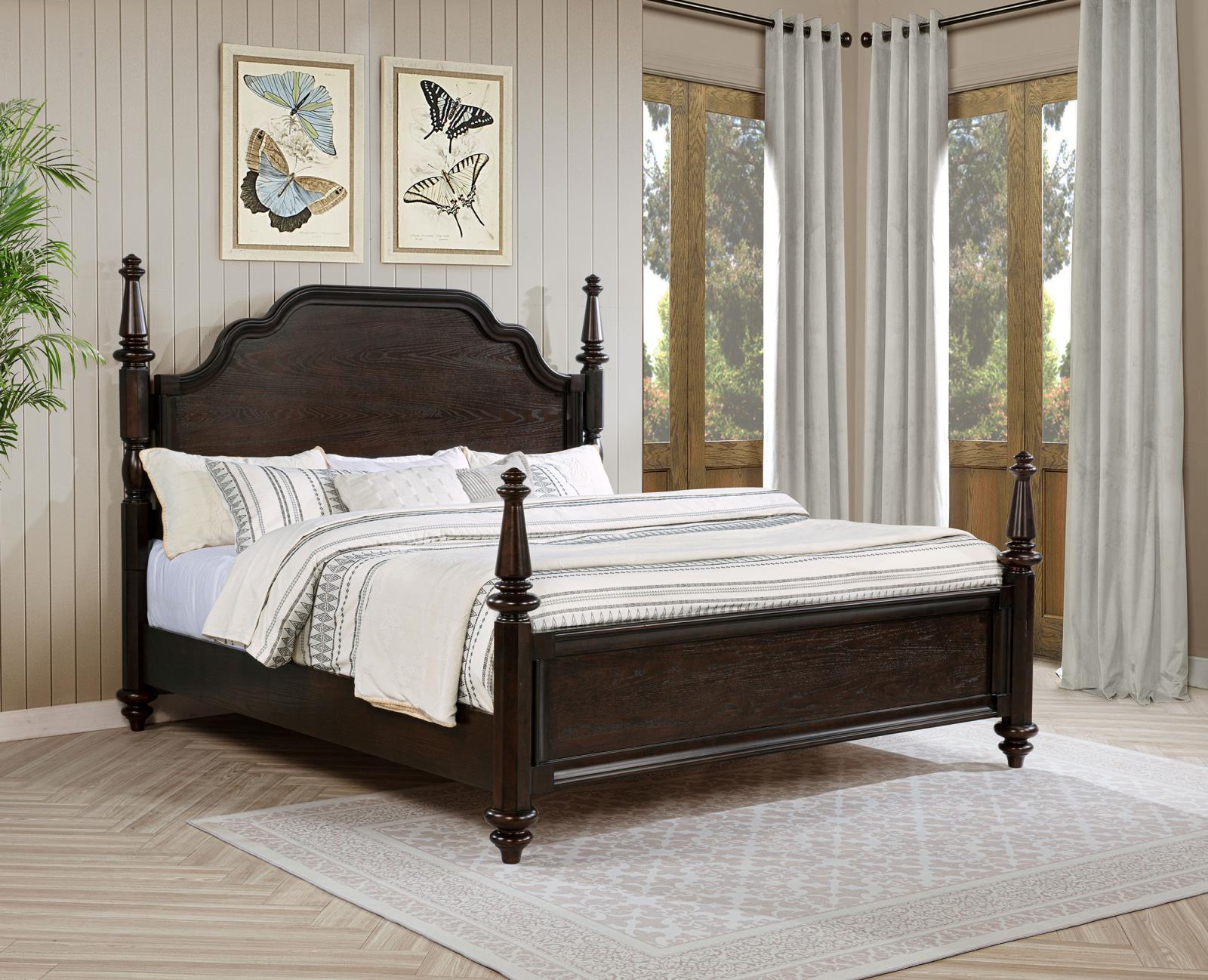 Andover 63-inch Four Poster Eastern King Bed Dark Oak - Image 2