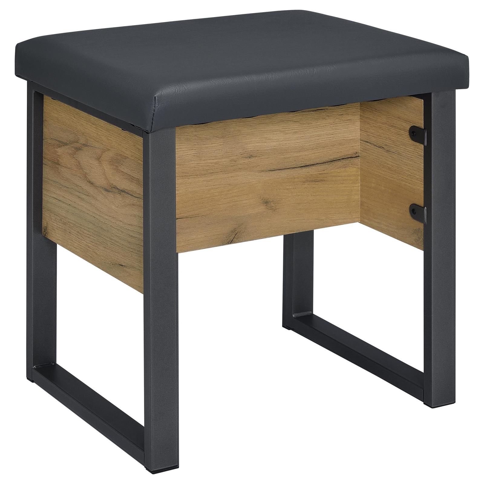 Bettin Vanity Set with Sliding Mirror and Stool Golden Oak - Image 11