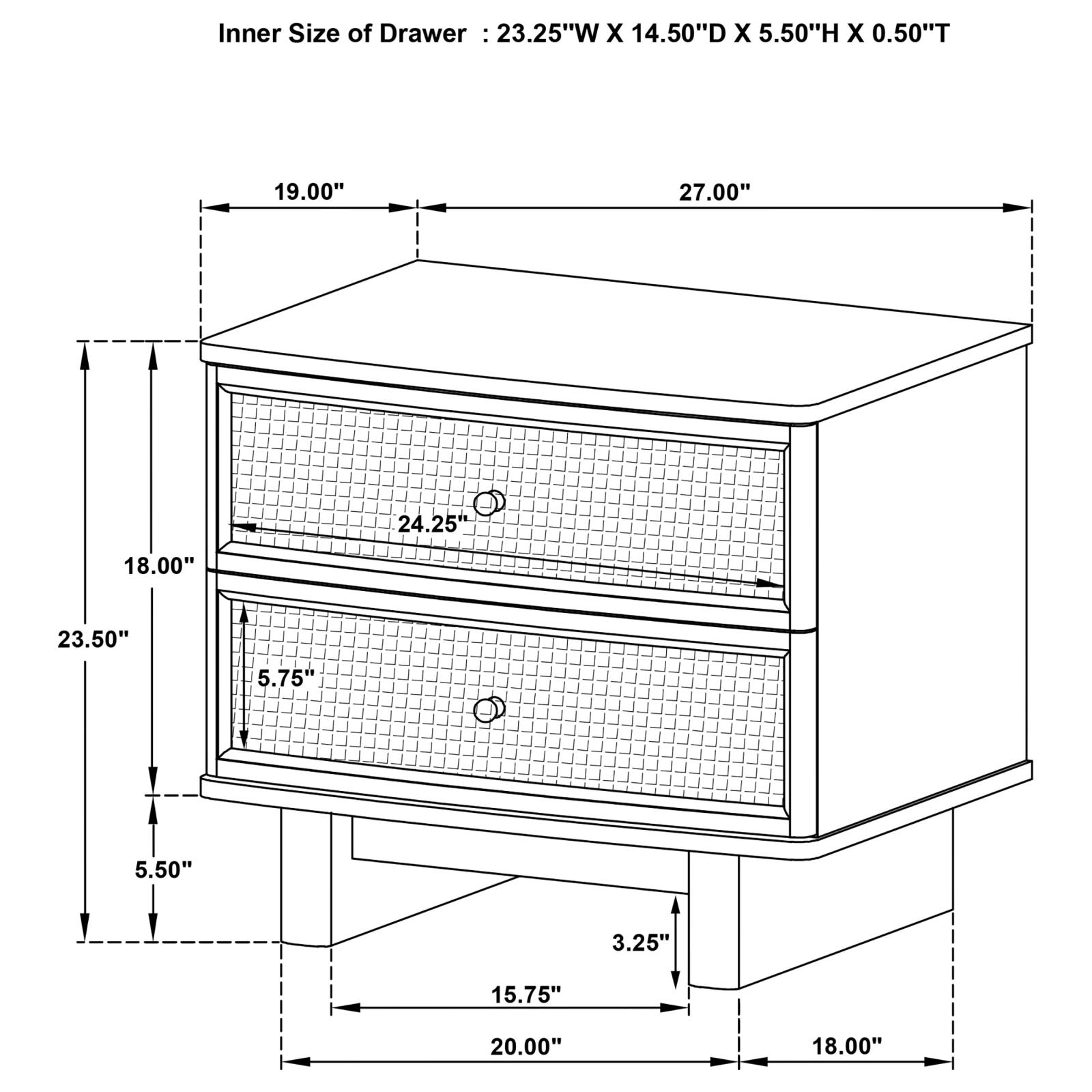 Kailani 2-drawer Nightstand Bedside Table Beige Oak - Image 15