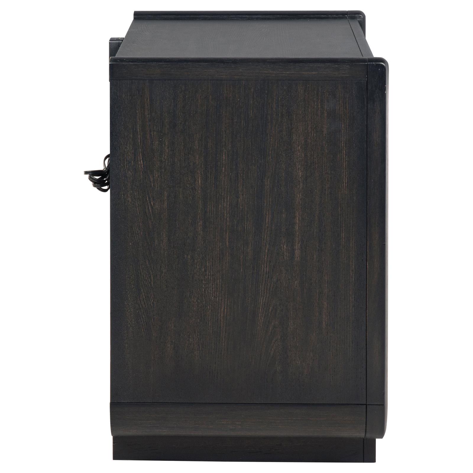 Leandro 2-drawer LED Nightstand with USB Burnished Black - Image 9