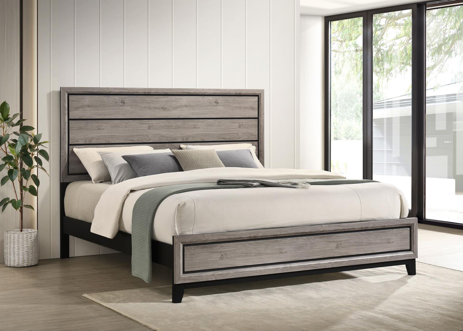 Valen Wood Eastern King Panel Bed Light Taupe - Image 2
