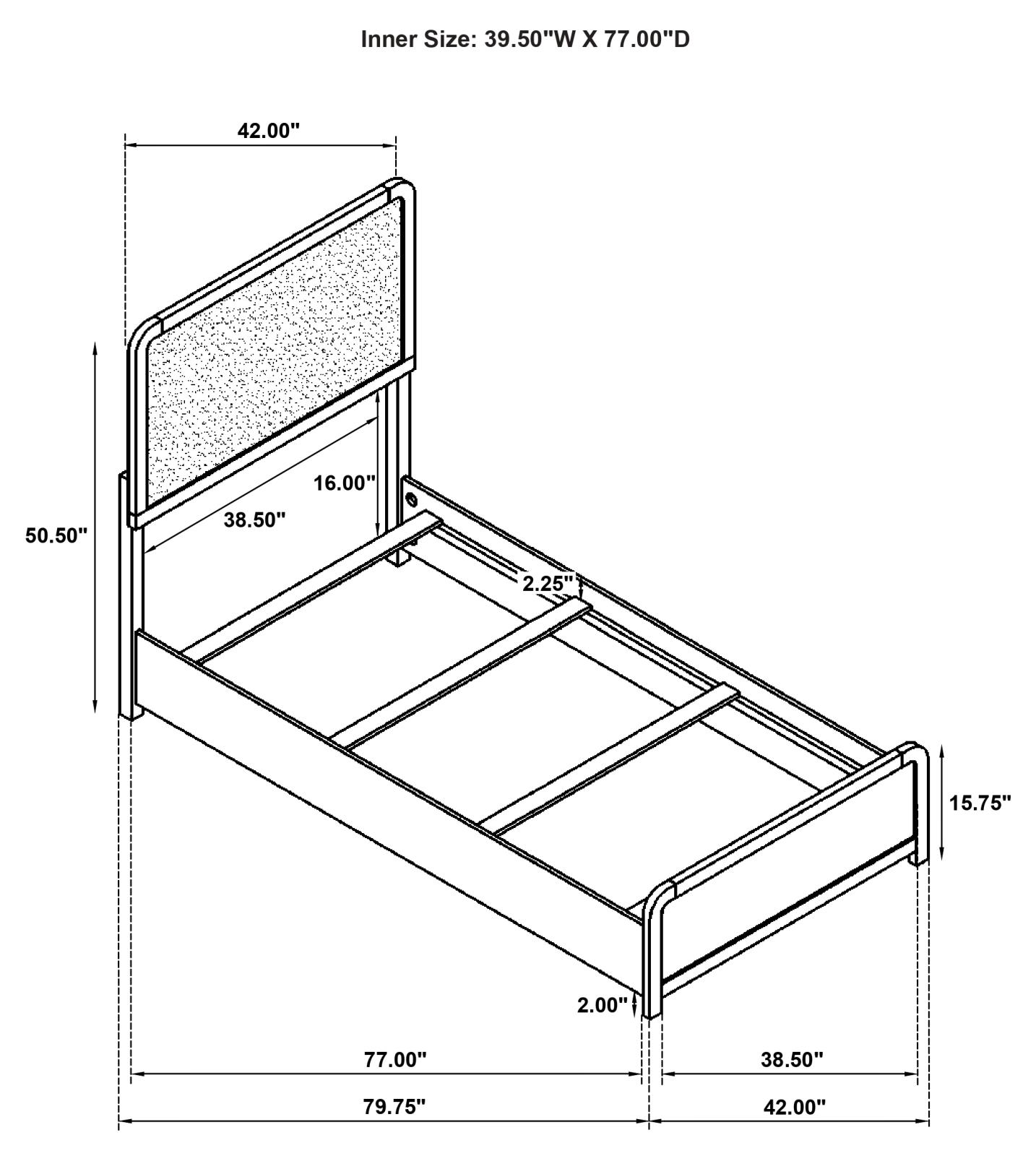 Cavelle 51-inch Upholstered Twin Panel Bed Black - Image 11