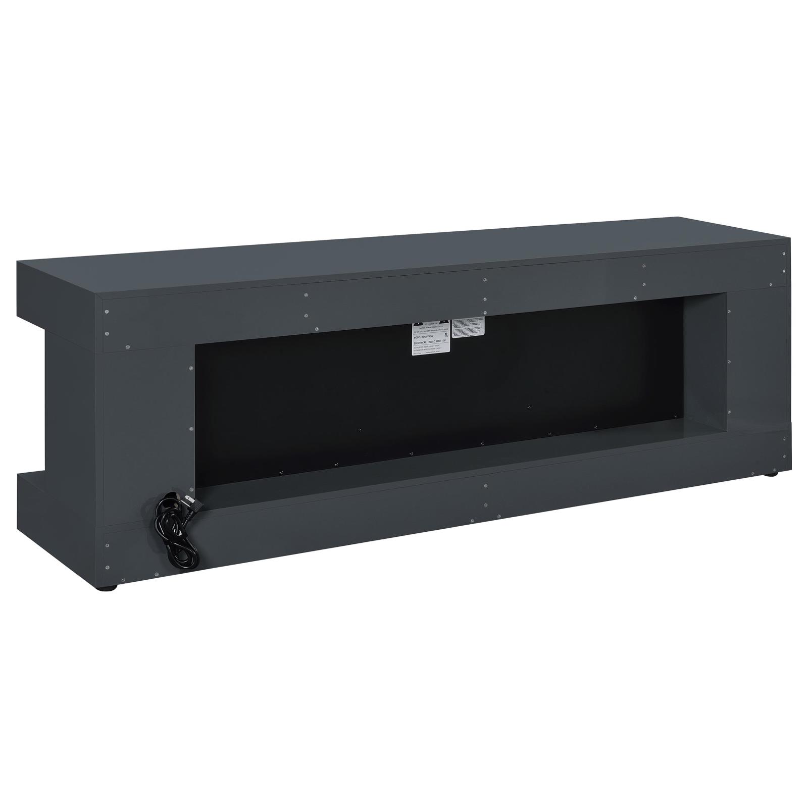 Mallory TV Stand Fireplace Console Bluetooth Speaker Grey High Gloss - Image 6