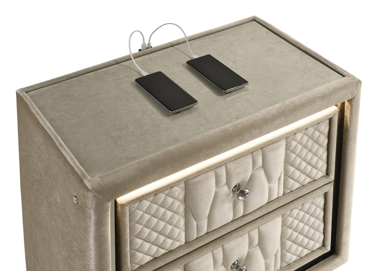 Lorient 2-drawer LED Nightstand with USB - Image 11