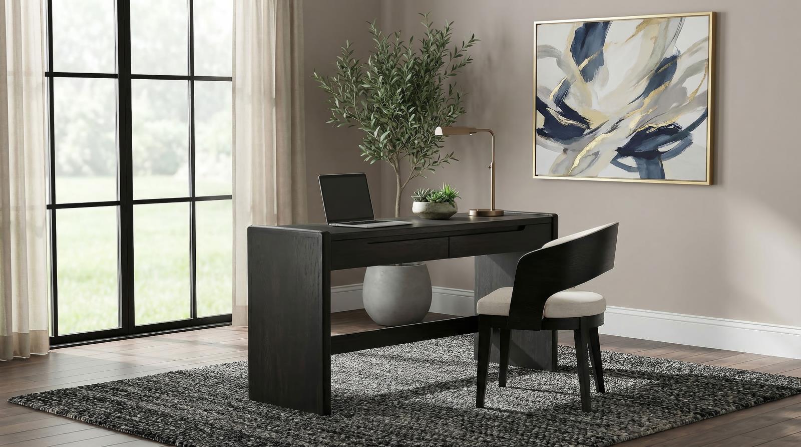 Leandro 2-drawer Home Office Writing Desk Burnished Black - Image 15