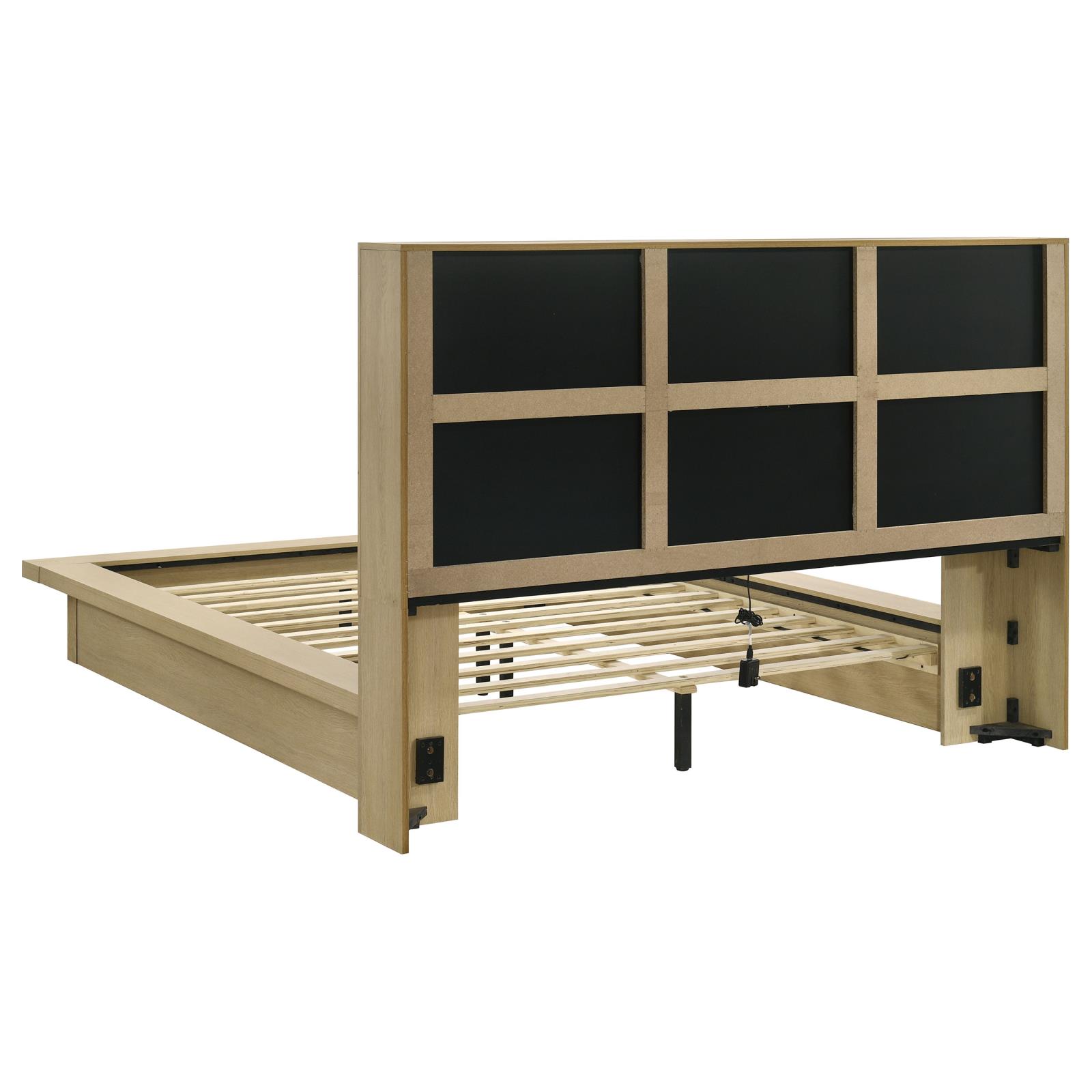 Hendricks Queen Bookcase Headboard Platform Bed Light Oak - Image 5