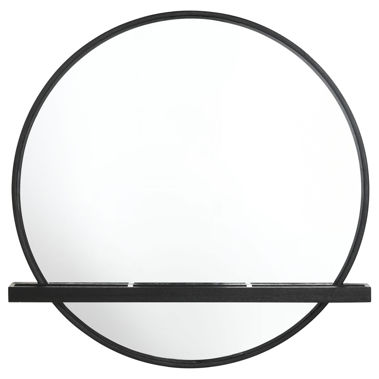 Arini Round Vanity Wall Mirror with Shelf Black - Image 3