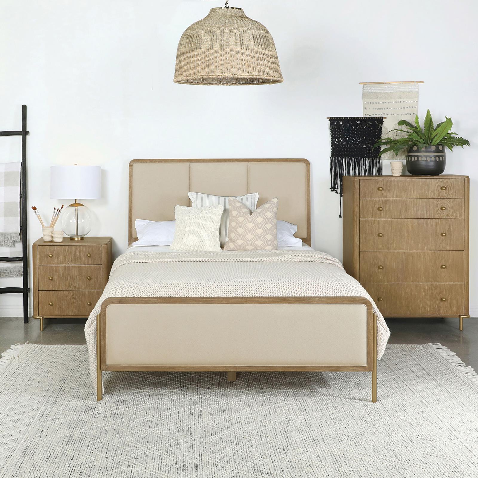 Arini 56-inch California King Panel Bed Cream and Sand Wash - Image 2