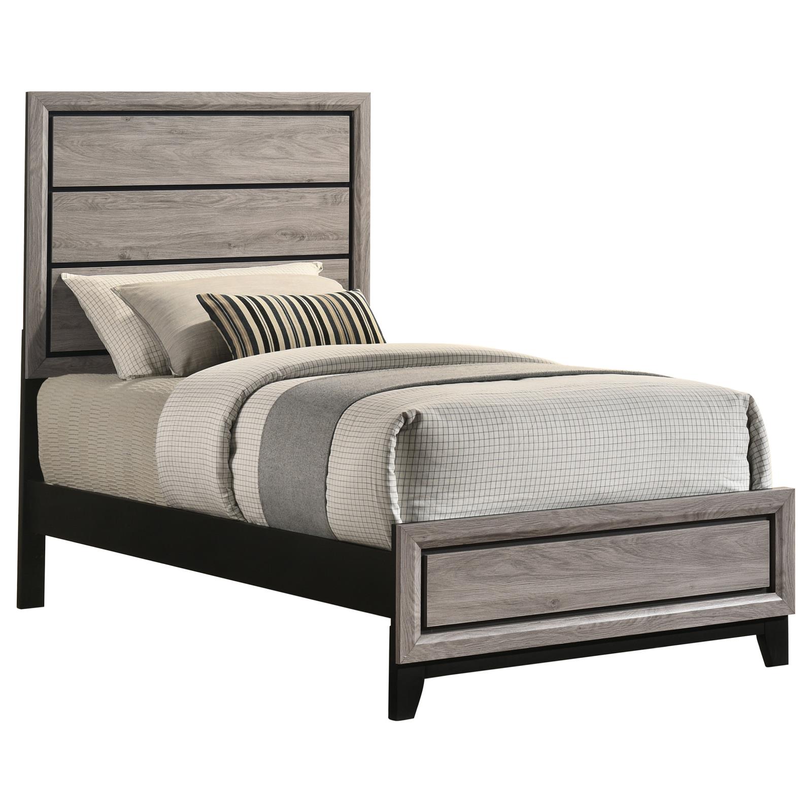 Valen Wood Twin Panel Bed Light Taupe - Image 3