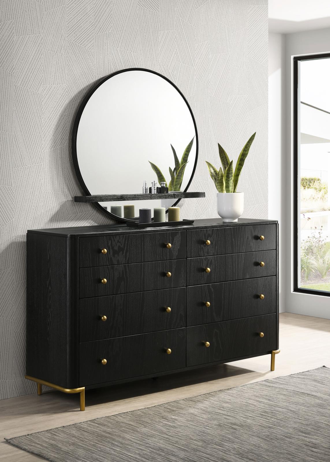 Arini 8-drawer Dresser with Mirror Black - Image 2
