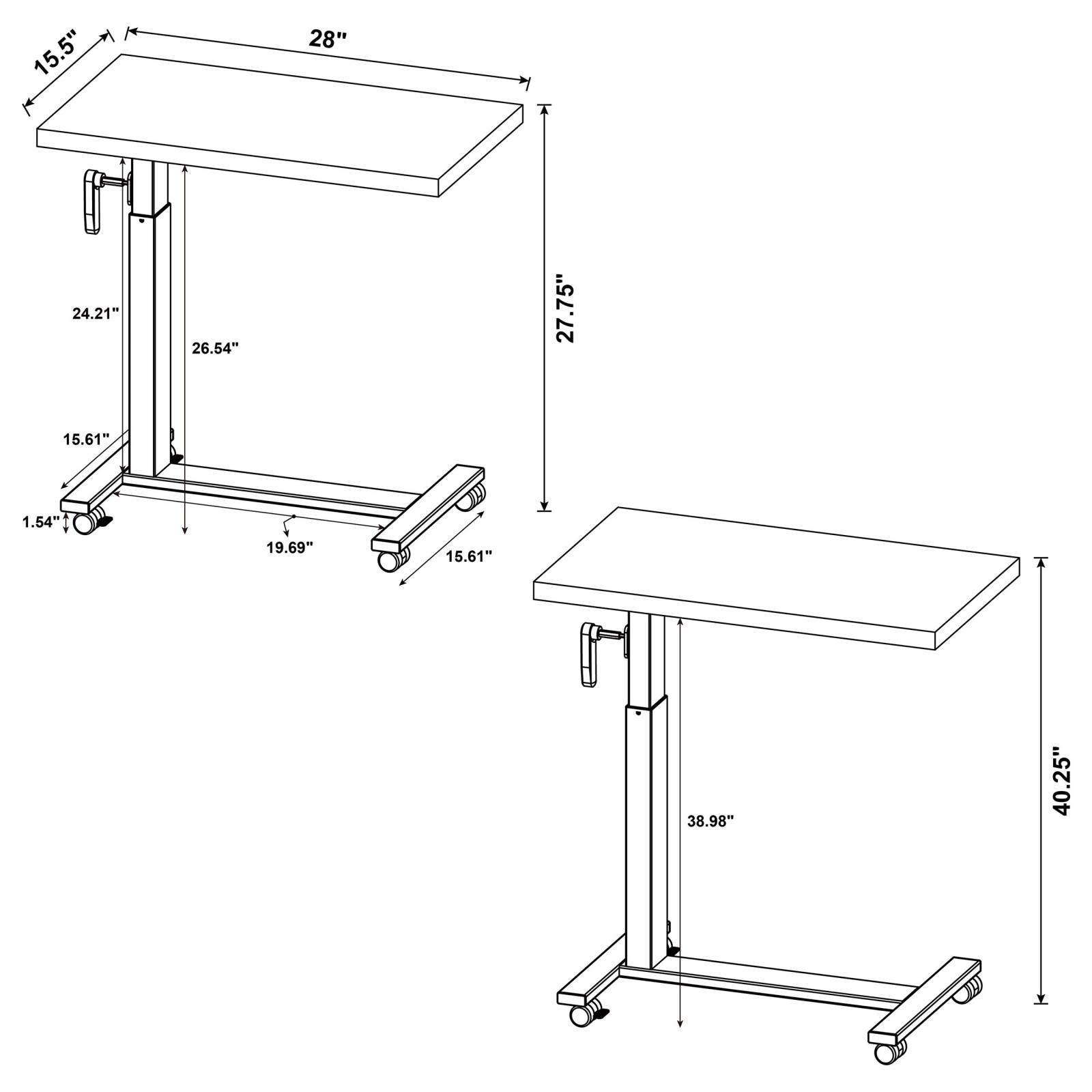 Westpark Height Adjustable Mobile Bedroom C-Table Black - Image 15