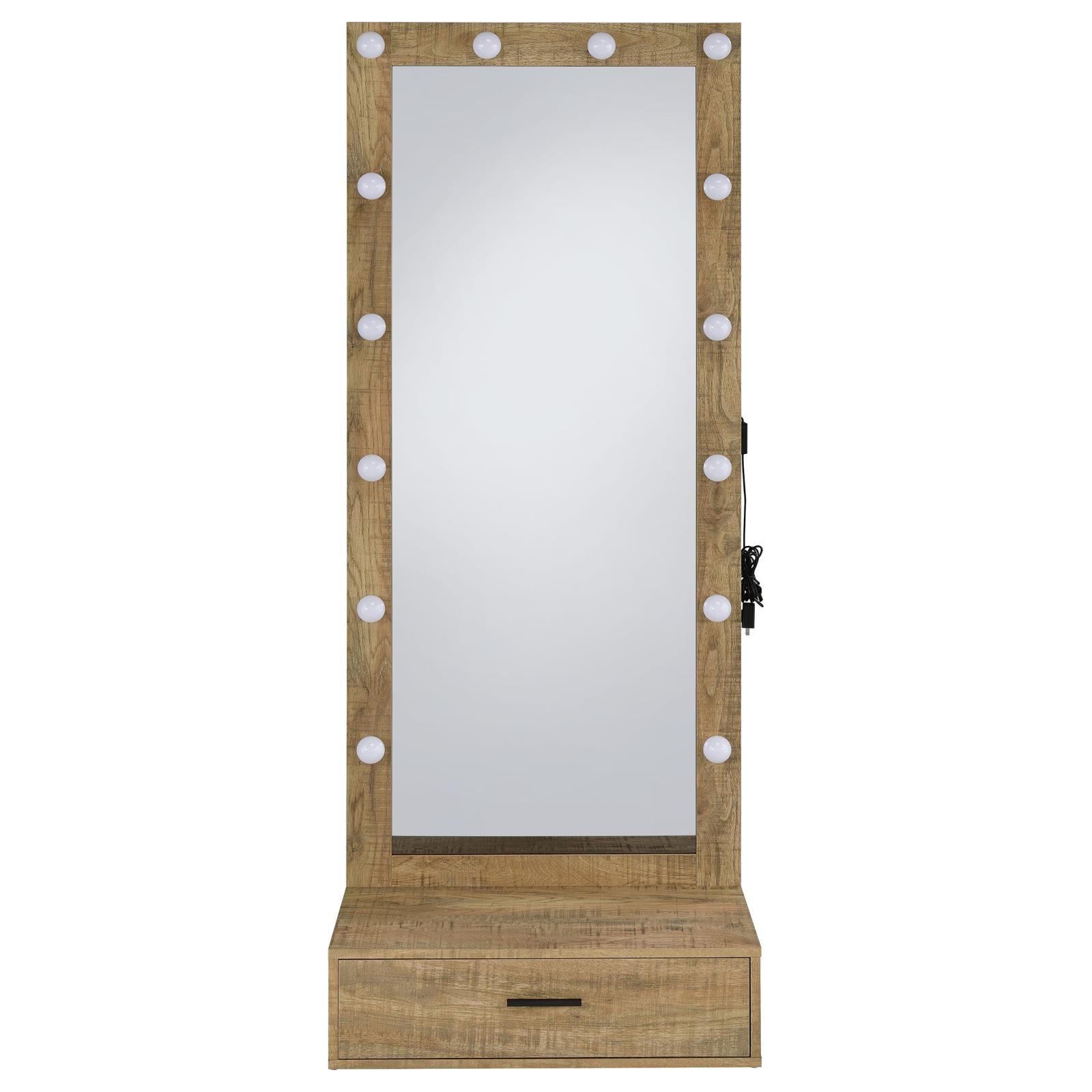Spector 1-drawer Lighted Full-Length Floor Mirror Mango - Image 7