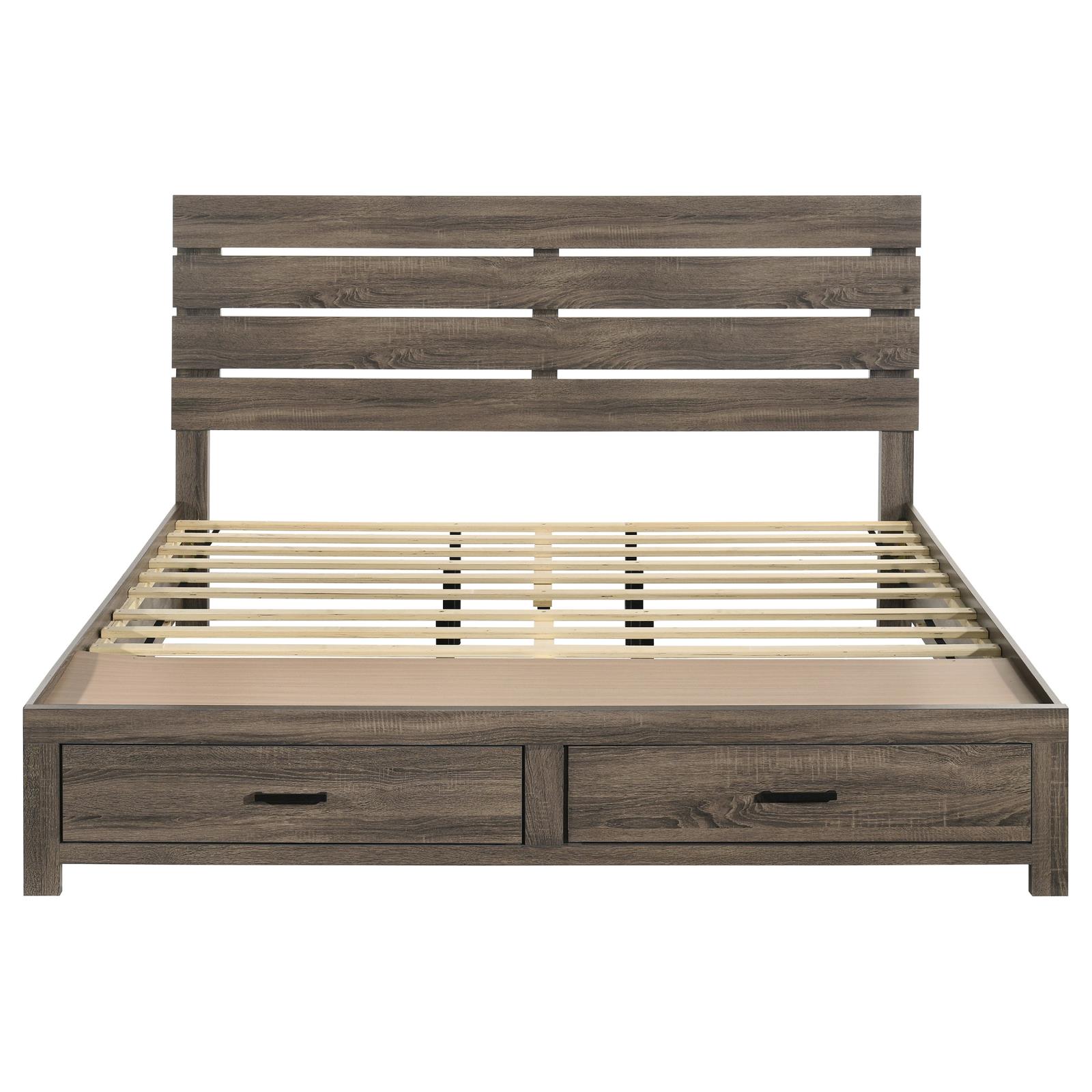 Brantford Wood Eastern King Storage Panel Bed Barrel Oak - Image 5