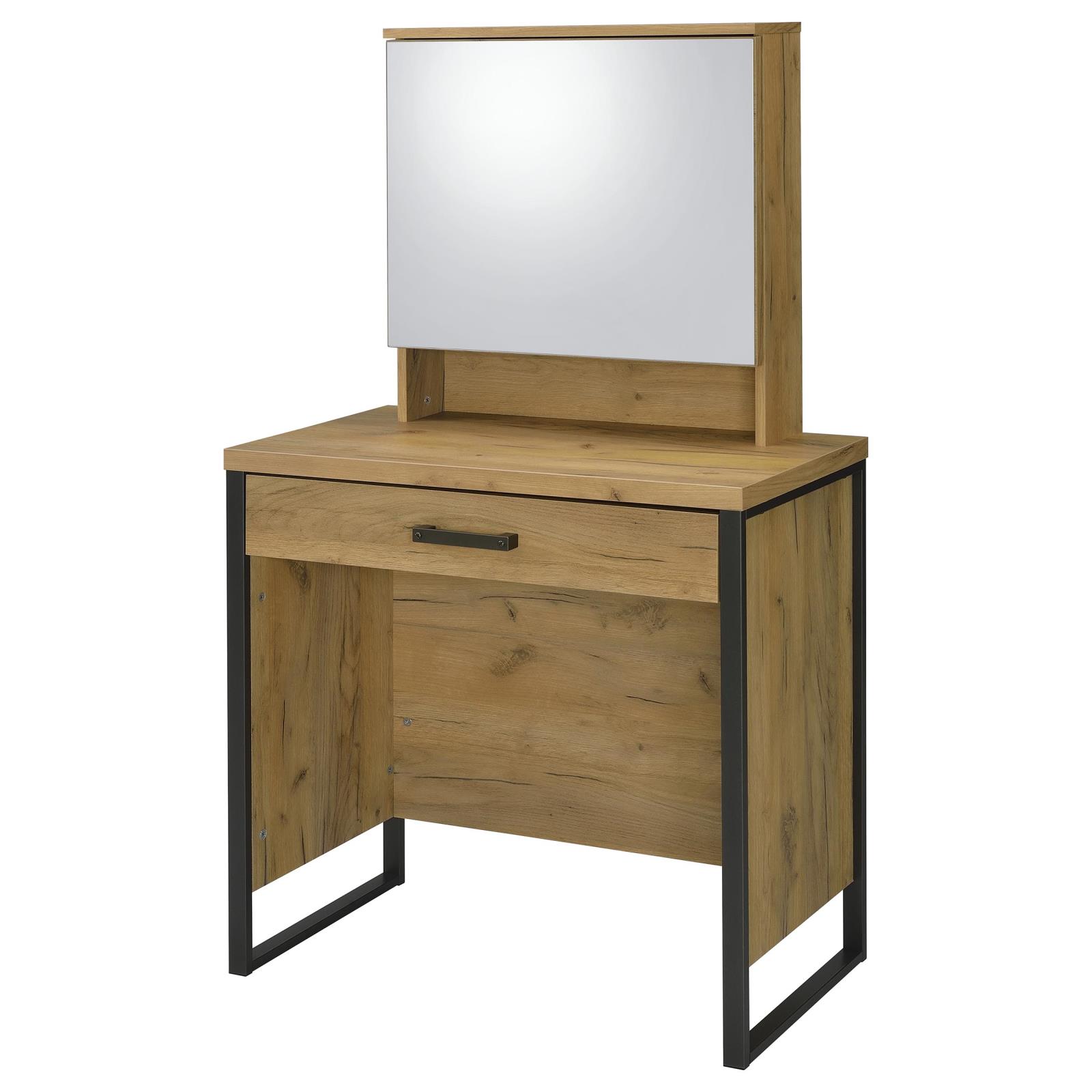 Bettin Vanity Set with Sliding Mirror and Stool Golden Oak - Image 5