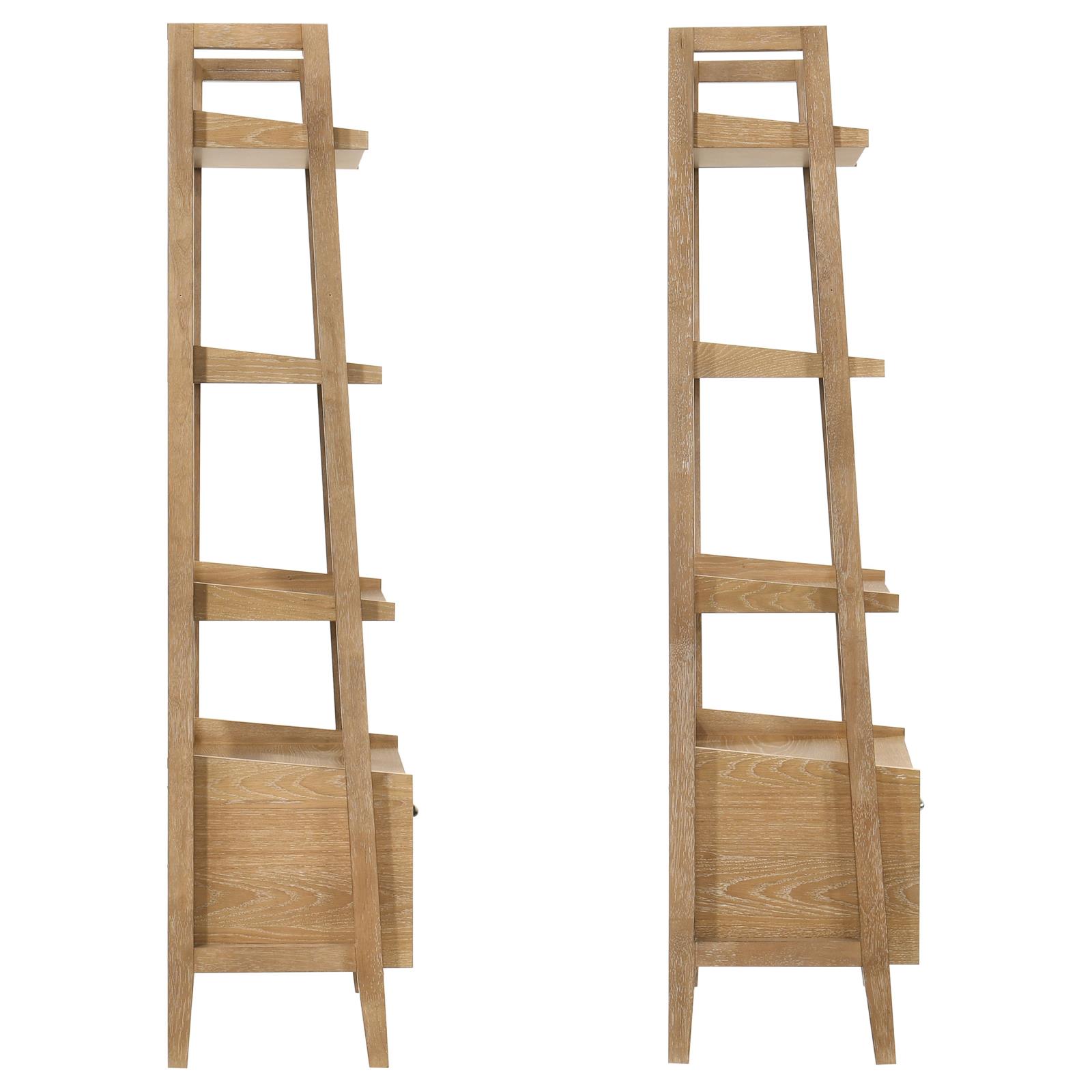 Fabian 2-piece 4-shelf Bookshelf with Drawer Distressed Light Brown - Image 6