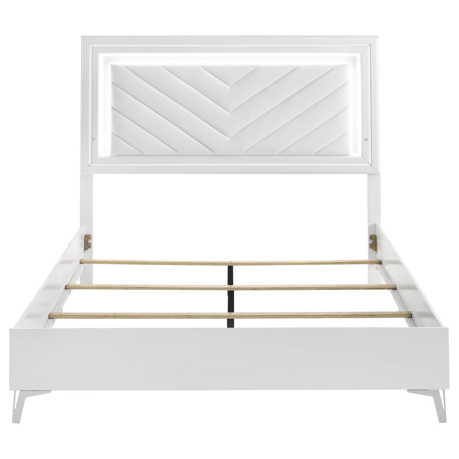 Cassia Queen LED Panel Bed White High Gloss - Image 4
