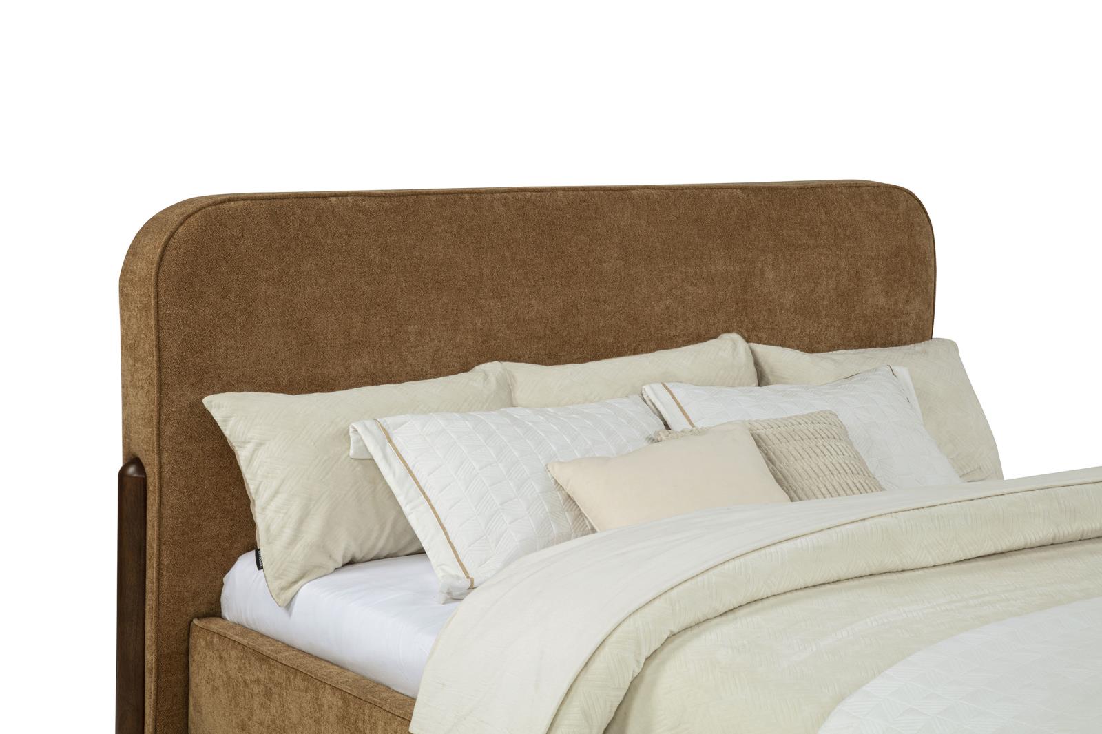 Baldacci Upholstered California King Platform Bed Curry and Walnut - Image 7