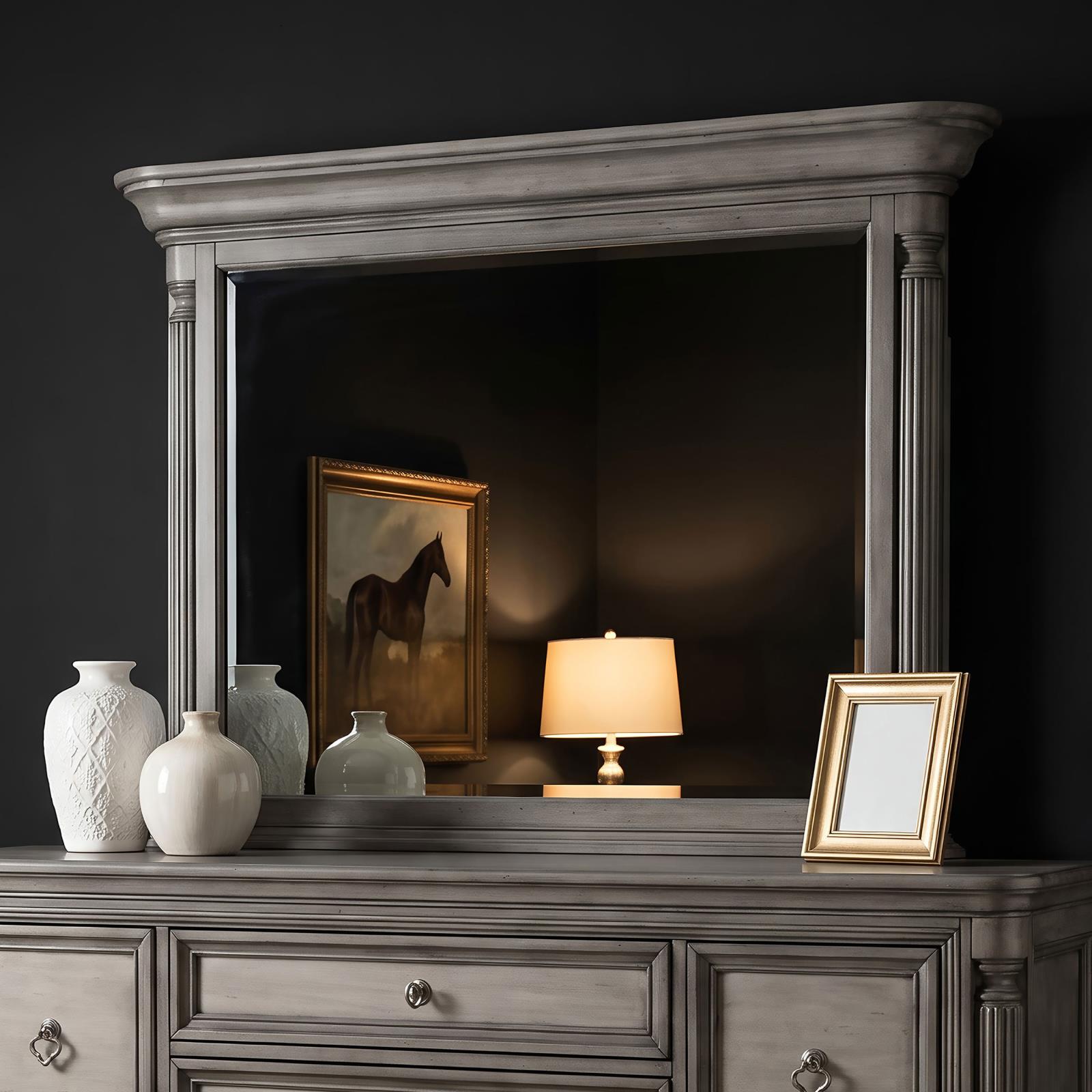 Cresswell Rectangular Dresser Mirror Weathered Taupe - Image 2
