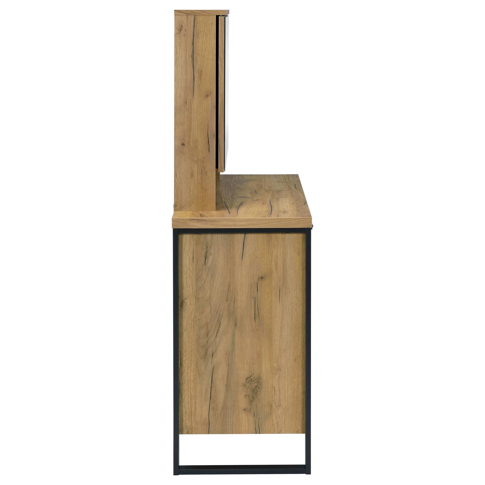 Bettin Vanity Set with Sliding Mirror and Stool Golden Oak - Image 9