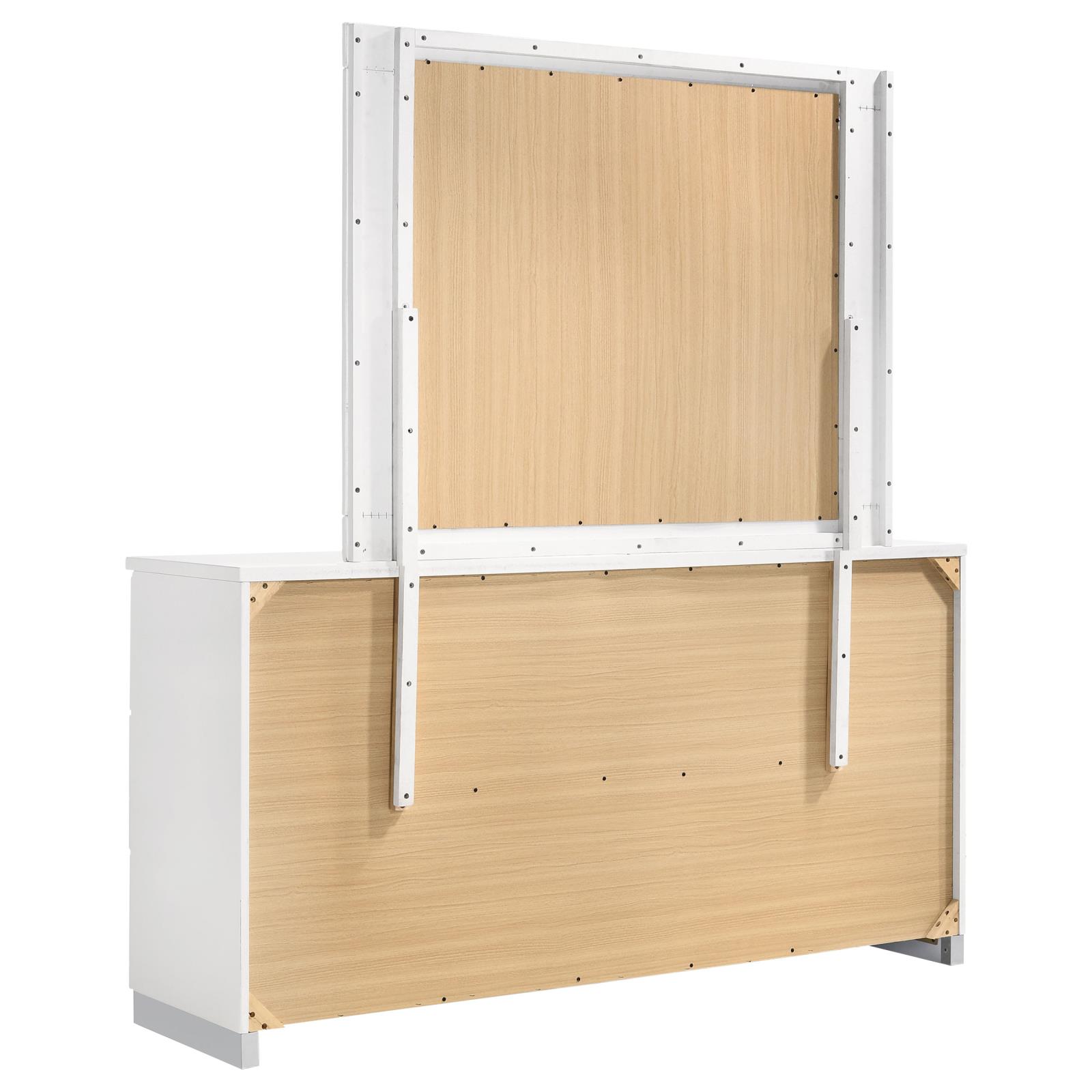 Felicity 6-drawer Wood Dresser with Mirror White High Gloss - Image 6