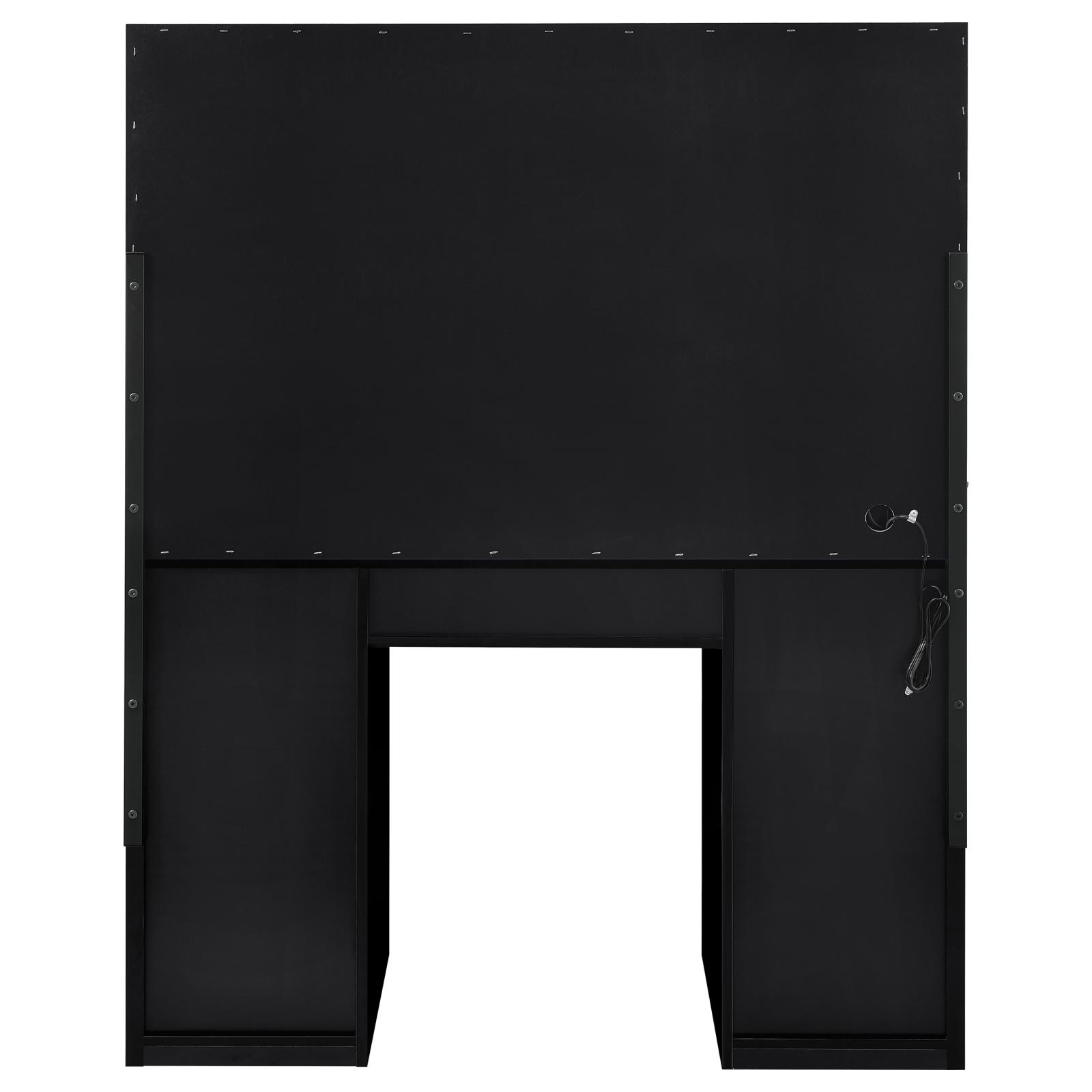 Acena 7-drawer Vanity Set with Lighting Black High Gloss - Image 8