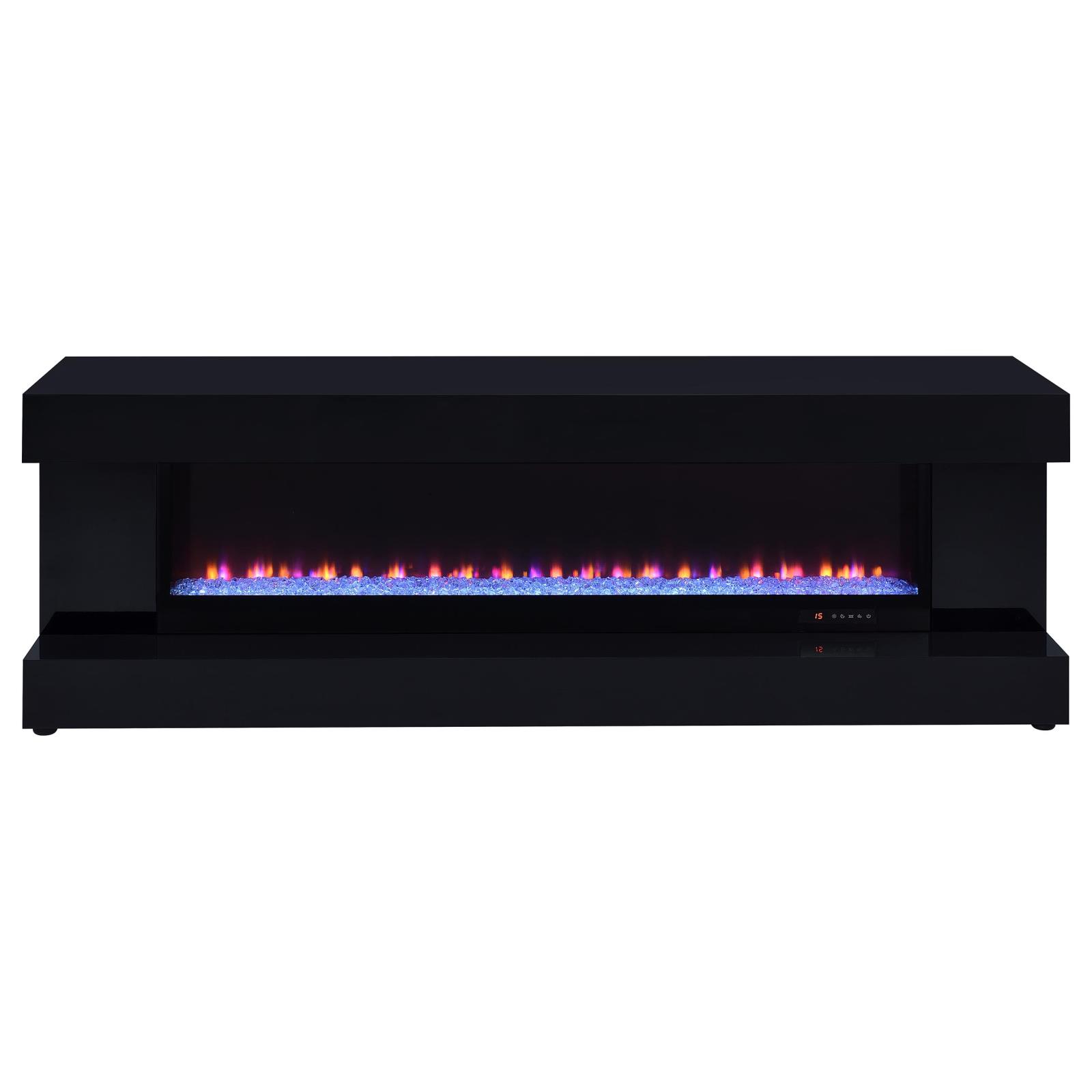 Mallory TV Stand Fireplace Console Bluetooth Speaker Black High Gloss - Image 4