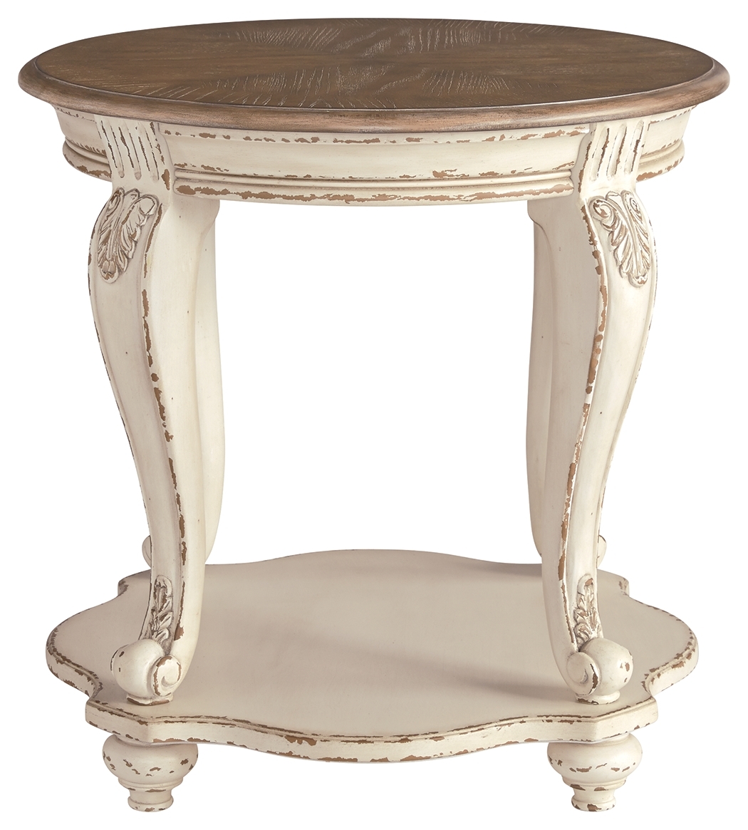 Realyn - Round End Table - White / Brown - Image 3