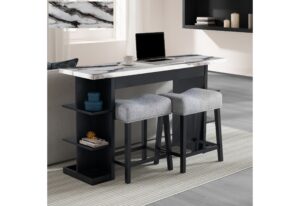 D3232 - 3 Piece Living Room Set (Console Sofa Table & 2 Stools) - Light Gray
