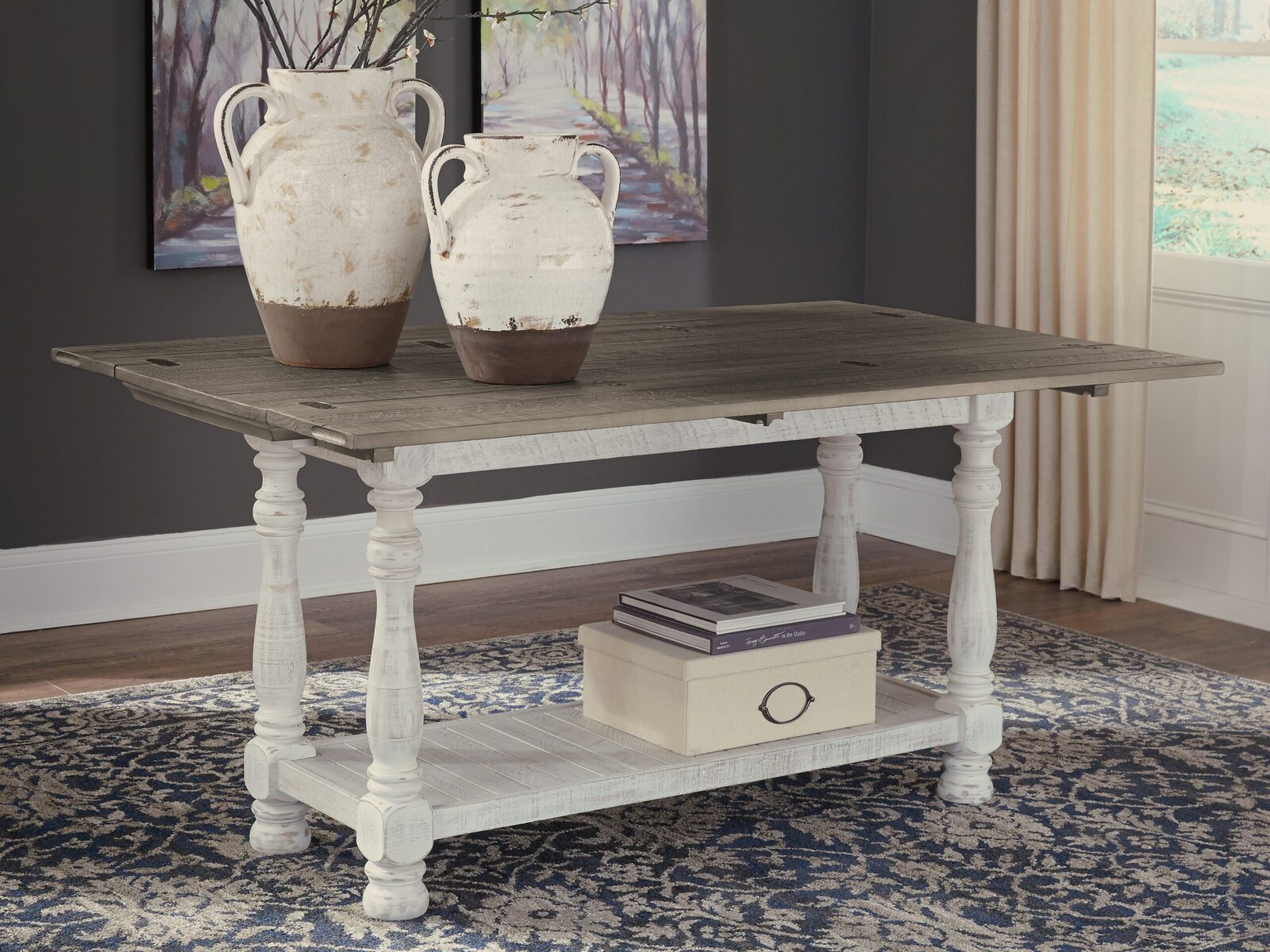 Havalance - Flip Top Sofa Table - Gray / White - Image 7