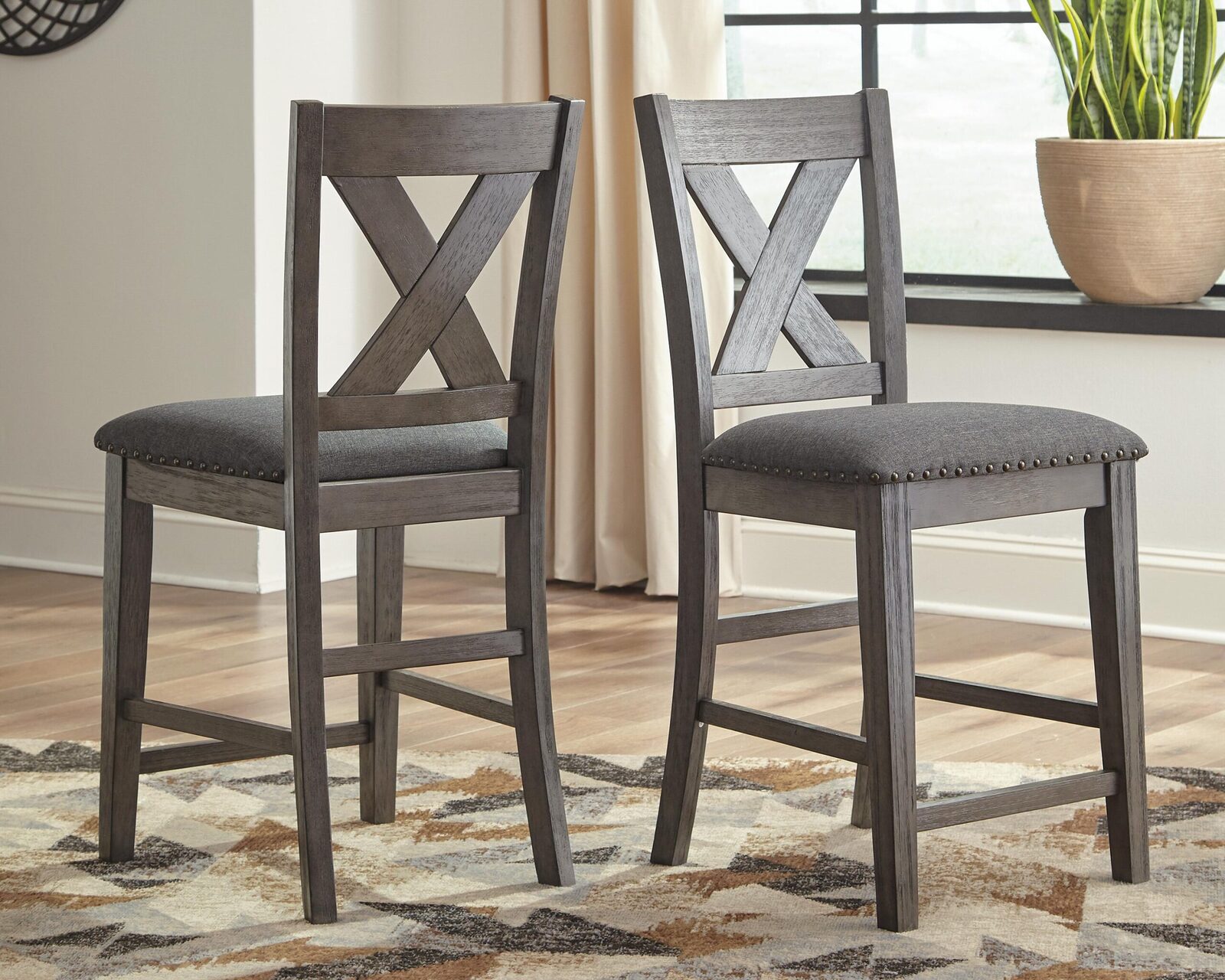 Caitbrook - Upholstered Barstool (Set of 2) - Gray - Image 2