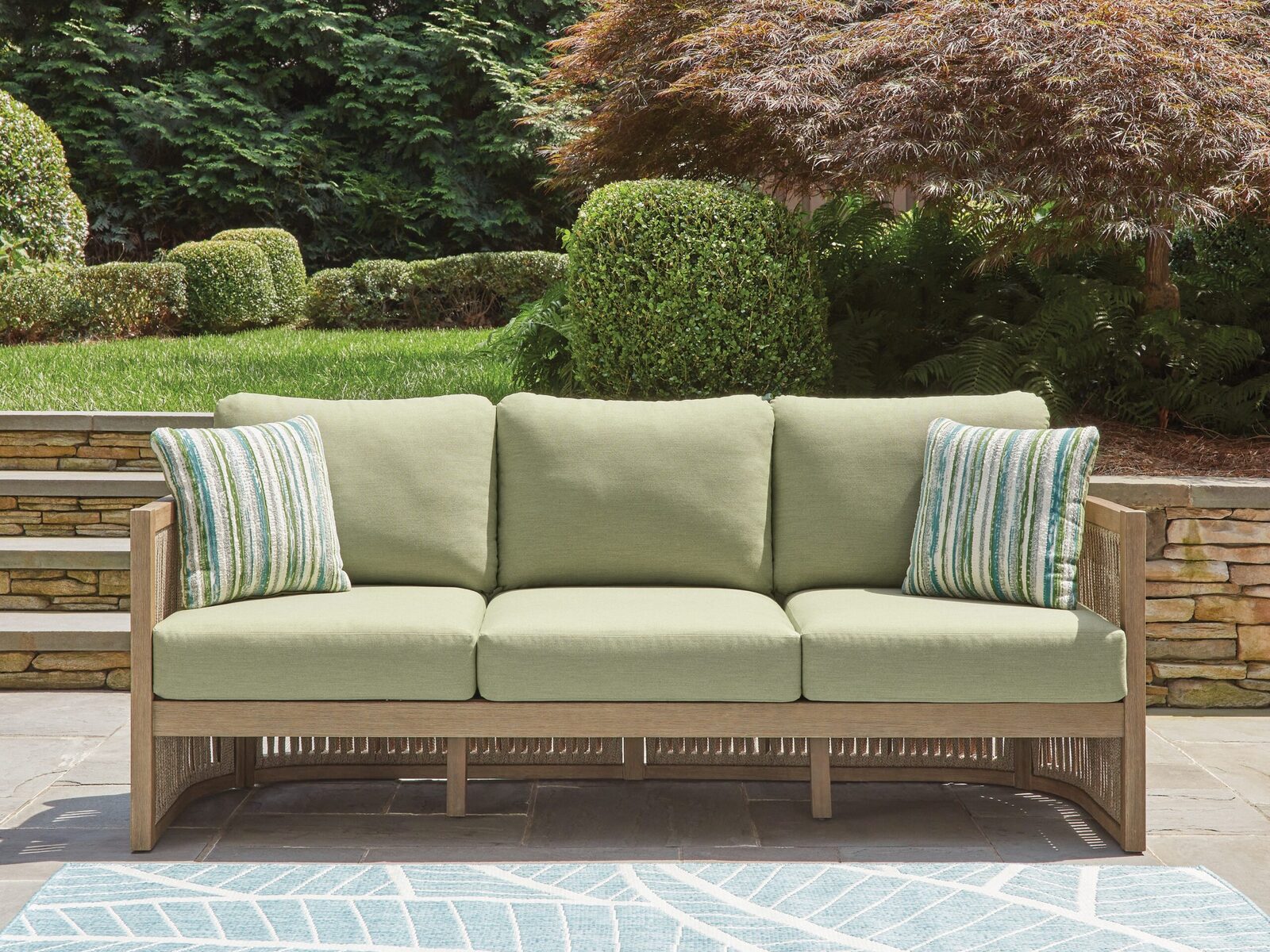 Serena Shores - Sofa With Cushion - Beige / Green - Image 2