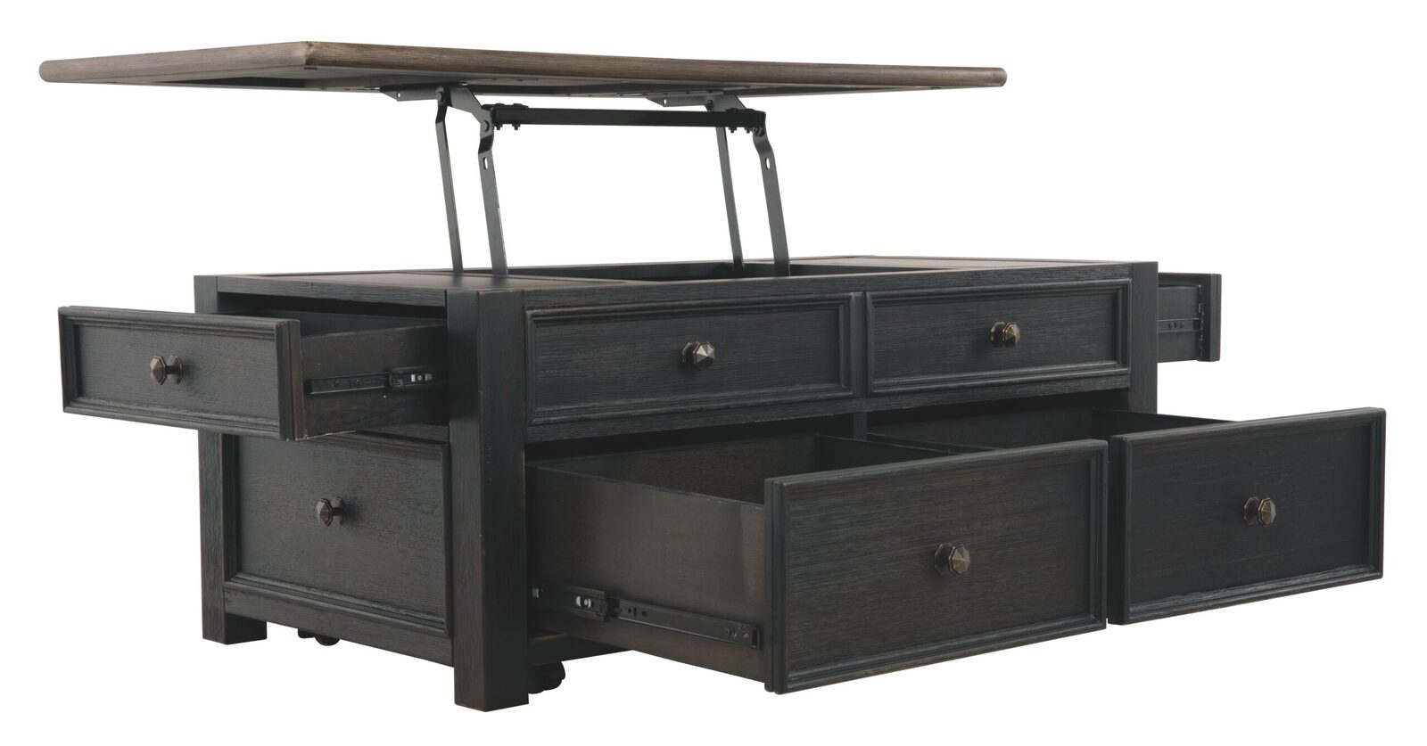 Tyler Creek - Lift Top Cocktail Table - Grayish Brown / Black - Image 3