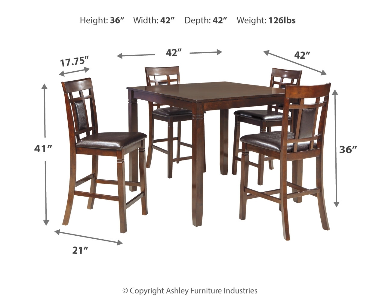 Bennox - DRM Counter Table Set (Set of 5) - Brown - Image 4