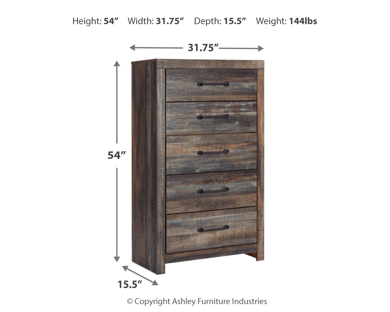 Drystan - Five Drawer Chest - Brown / Beige - Image 6