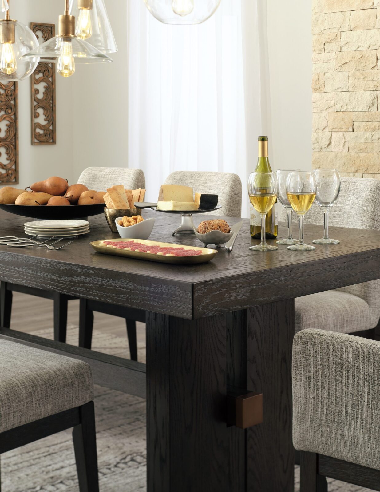 Burkhaus - Rectangular Dining Room Extension Table - Dark Brown - Image 7