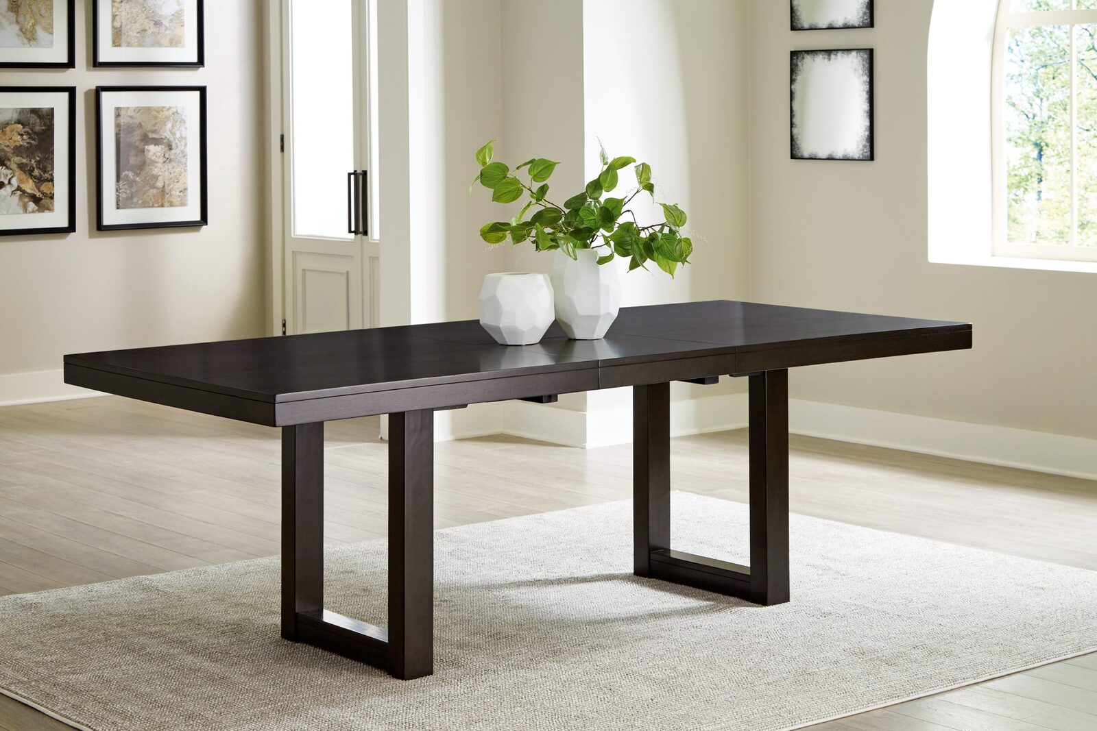 Neymorton - 7 Pc. - Rectangular Extension Table, 6 Side Chairs - Dark Grayish Brown - Image 2