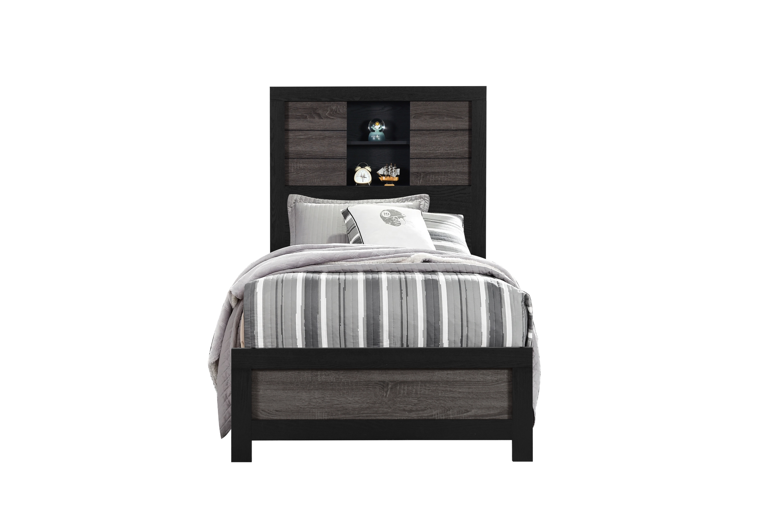 Lisbon - Bookcase Bed - Black / Gray
