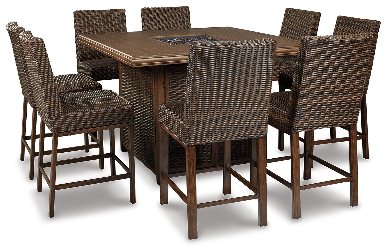 Paradise Trail - Square Bar Table w/Fire Pit - Medium Brown - Image 5