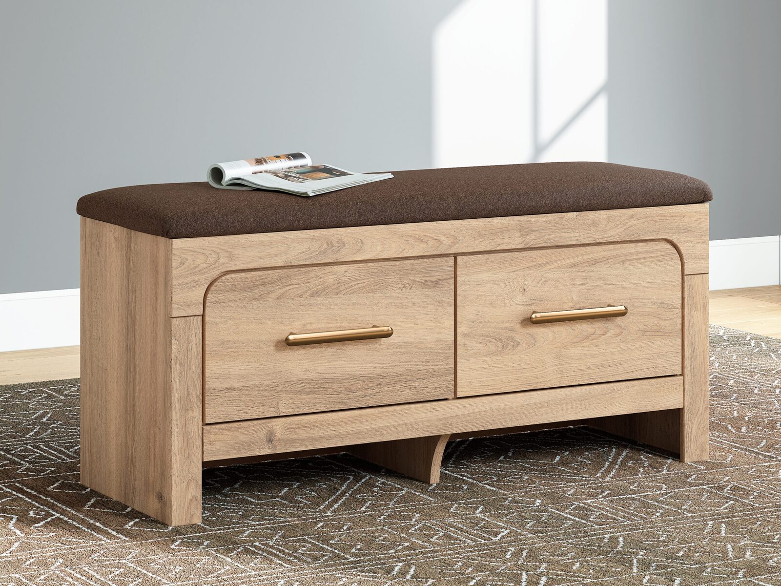 Kinlanni - Bedroom Upholstered Storage Bench - Tan / Brown - Image 2
