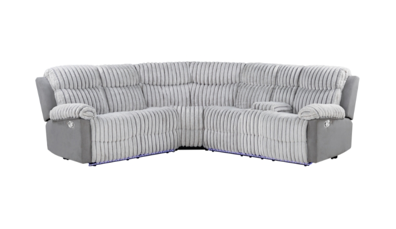 U6028 - Reclining Sectional With LED - Gray - Image 2