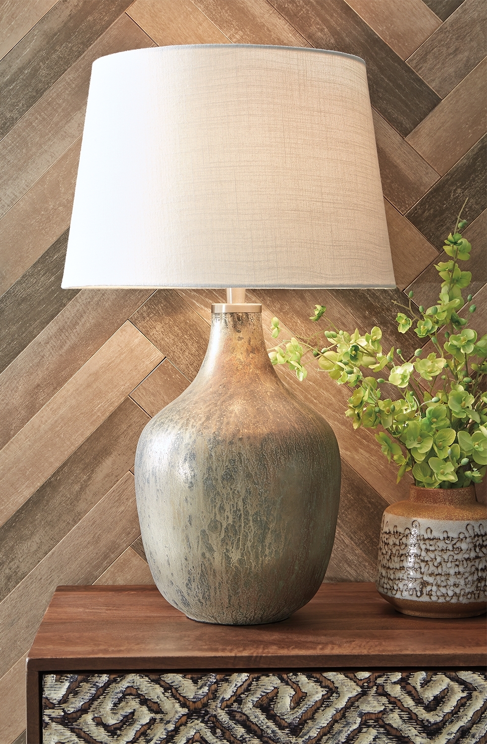 Mari - Glass Table Lamp - Gray / Gold Finish - Image 2