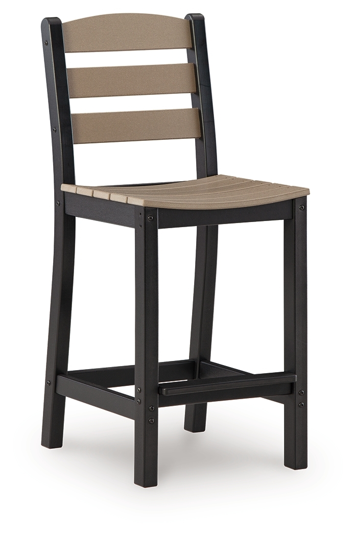 Shoreline Beach - Outdoor Counter Table And 2 Barstools (Set of 3) - Black / Beige - Image 4