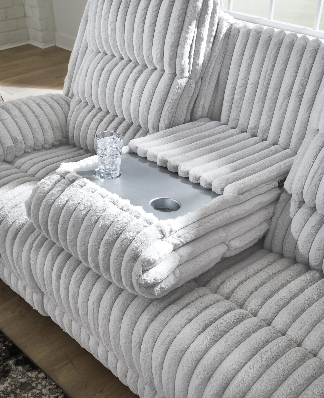 Rhines Falls - Reclining Power Sofa With Drop Down Table - Alloy - Image 7