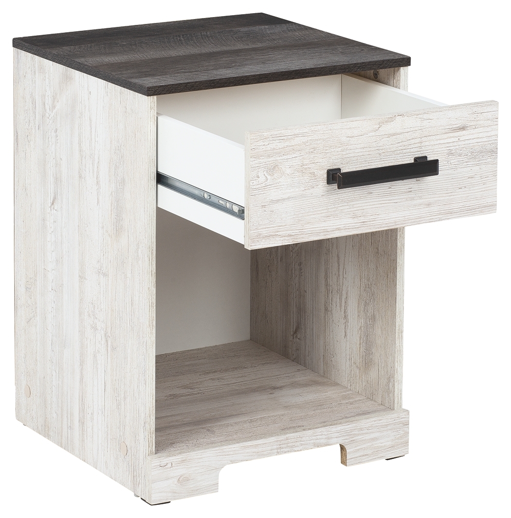 Shawburn - One Drawer Night Stand - Whitewash / Charcoal Gray - Image 3