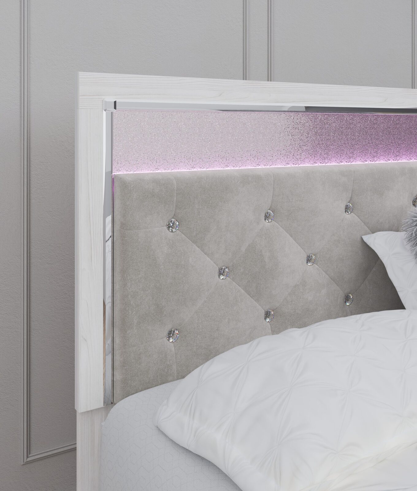 Altyra - King Panel Bed With Upholstered Headboard - White - Image 7