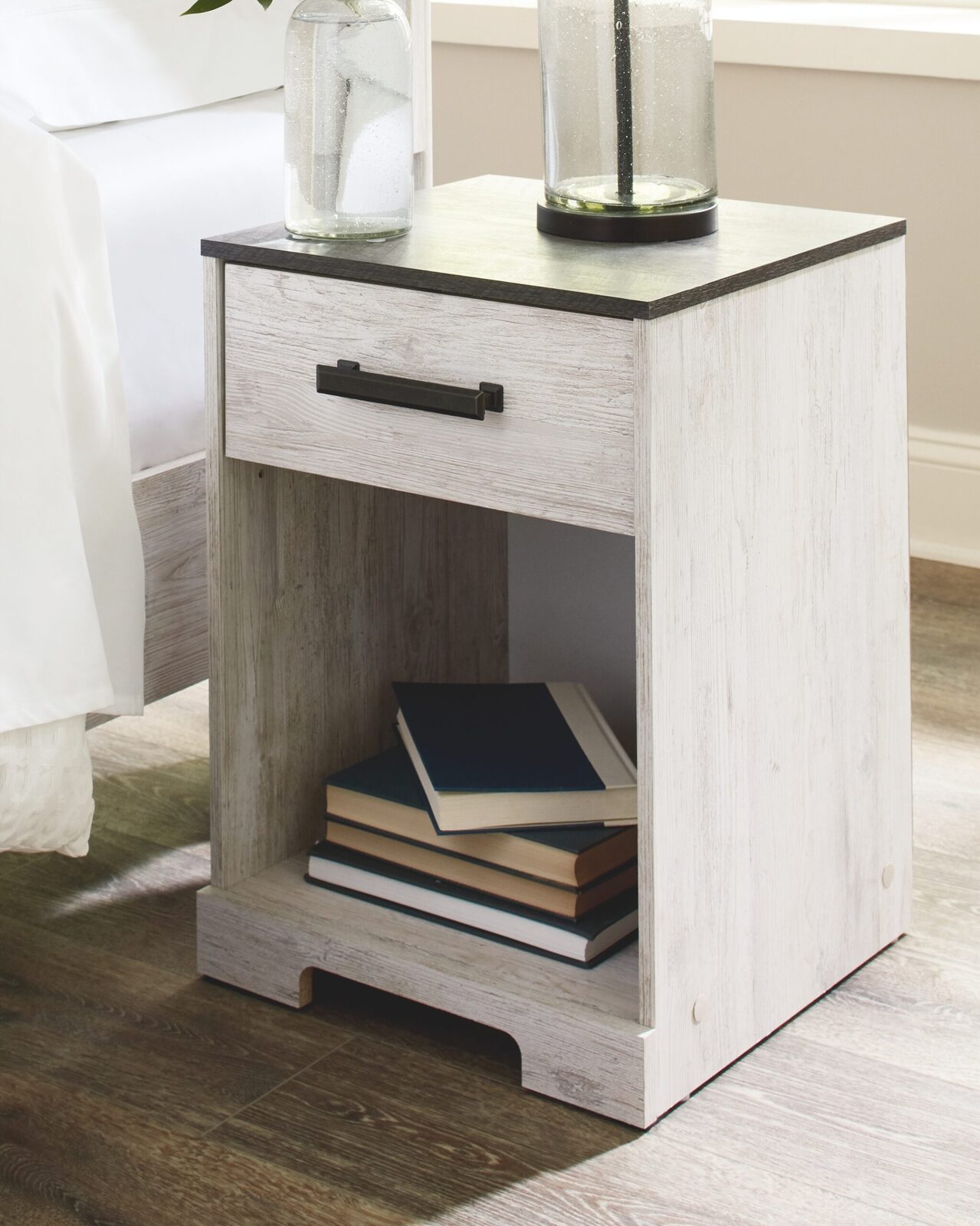 Shawburn - One Drawer Night Stand - Whitewash / Charcoal Gray - Image 2