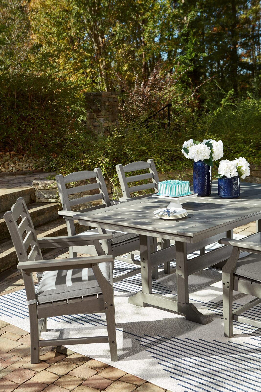Visola - RECT Dining Table w/Umb OPT - Gray - Image 2