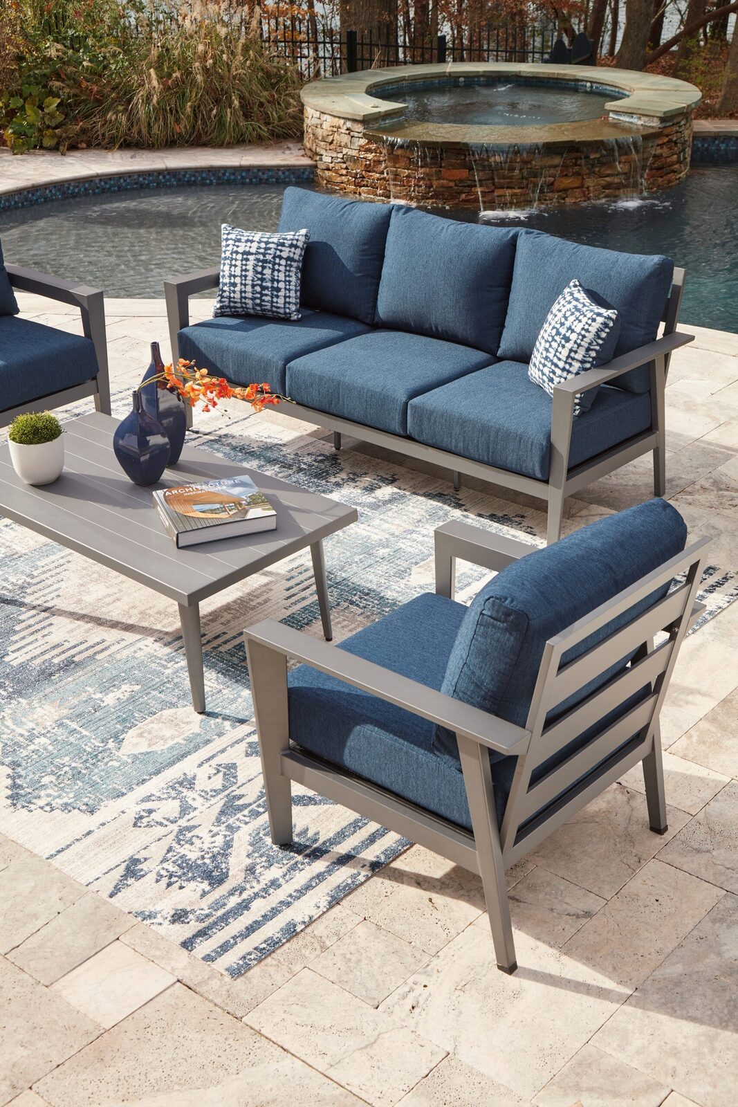 Gali - Sofa / Chairs / Table Set (Set of 4) - Gray / Blue - Image 13