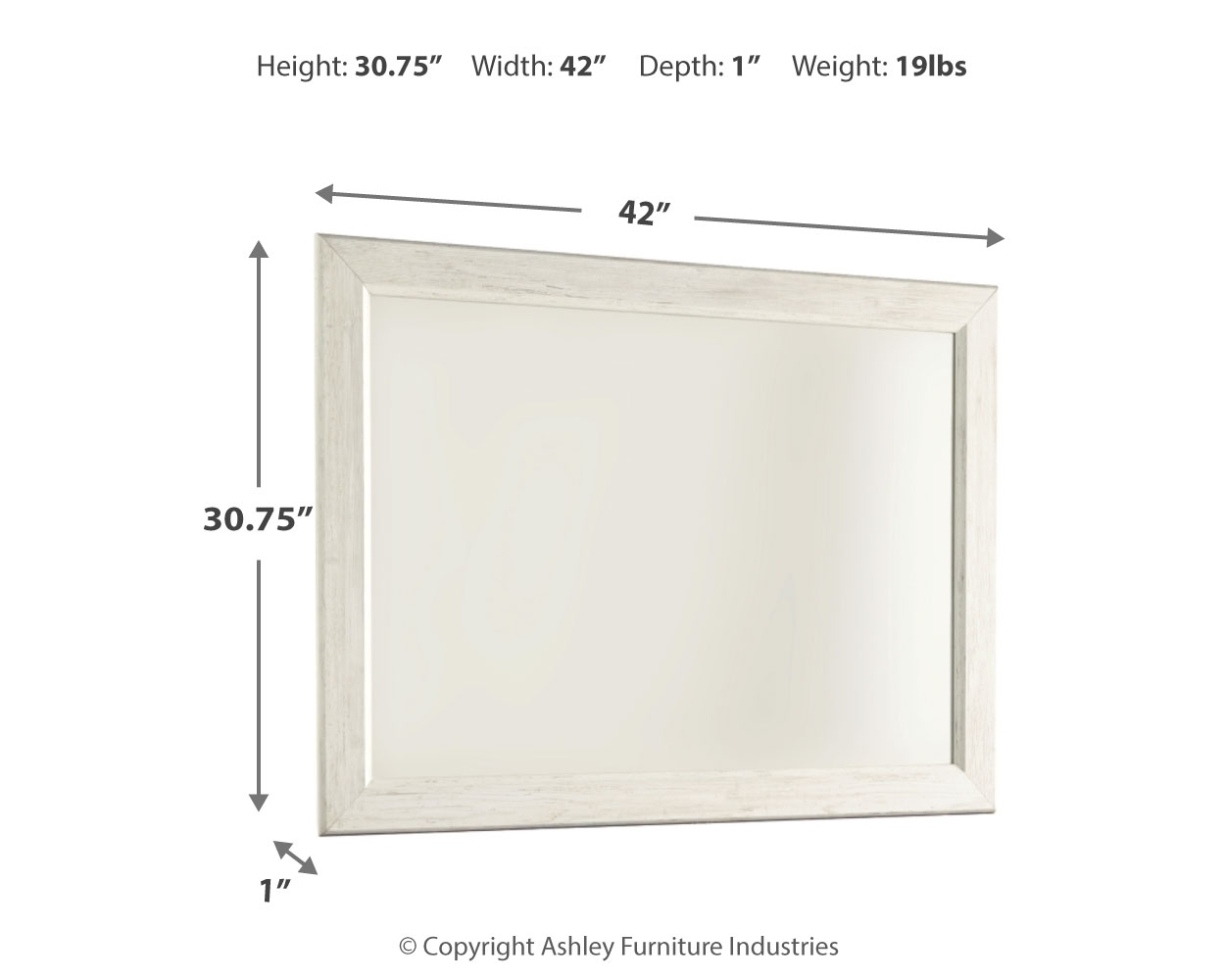 Willowton - Bedroom Mirror - Whitewash - Image 2