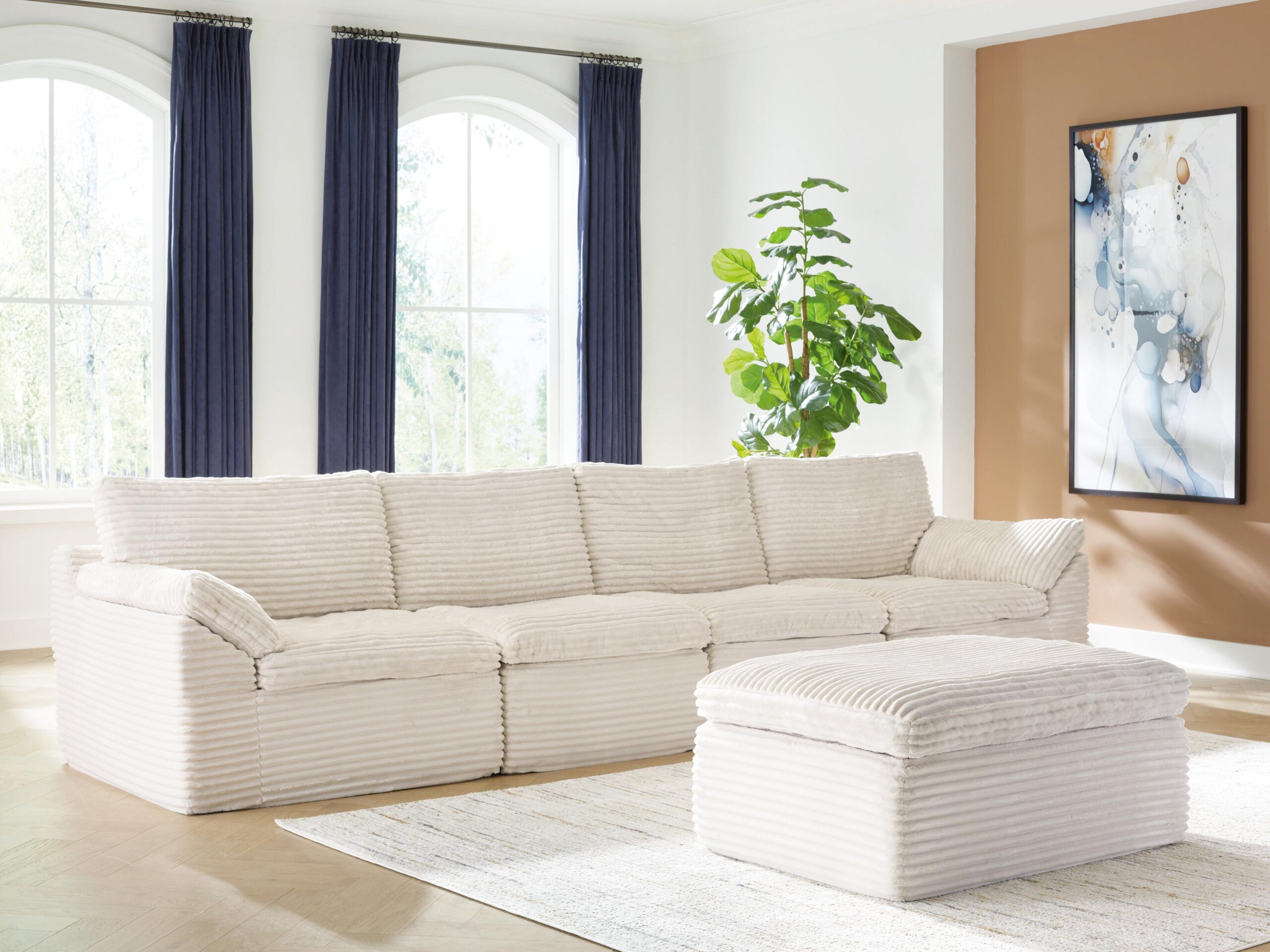 Fannin - 4-Piece Sectional With Ottoman - Ivory - Image 6